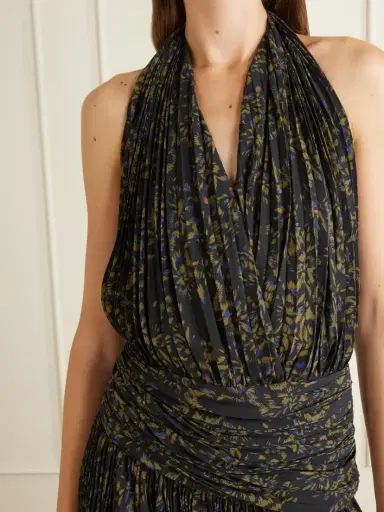 Proenza Schouler Paulina Pleated Ruched Georgette Midi Dress | Thumbnail 4