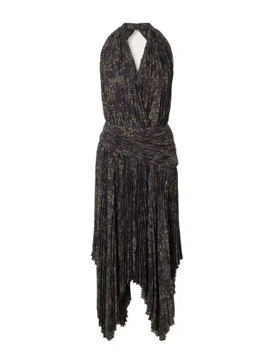 Proenza Schouler Paulina Pleated Ruched Georgette Midi Dress | Thumbnail 1