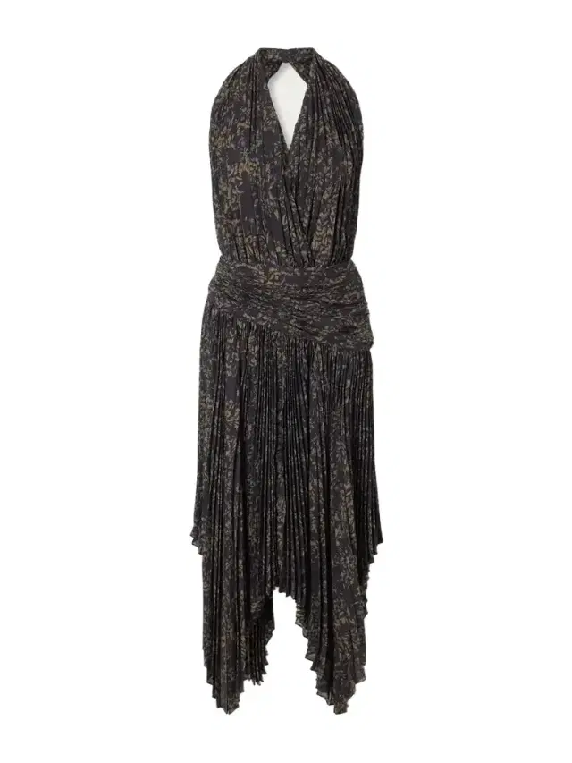 Proenza Schouler Paulina Pleated Ruched Georgette Midi Dress