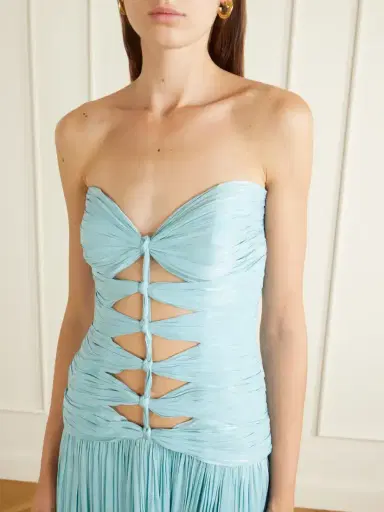 Costarellos Minari Strapless Lurex-georgette Gown | Thumbnail 4