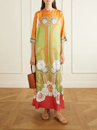 La DoubleJ Muumuu Belted Printed Silk-twill Maxi Dress | Thumbnail 2