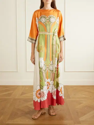 La DoubleJ Muumuu Belted Printed Silk-twill Maxi Dress | Thumbnail 4