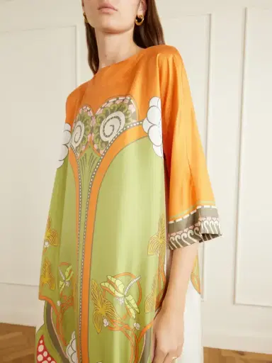 La DoubleJ Muumuu Belted Printed Silk-twill Maxi Dress | Thumbnail 5