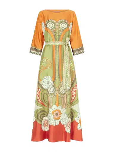 La DoubleJ Muumuu Belted Printed Silk-twill Maxi Dress | Thumbnail 1