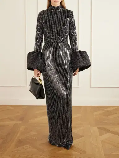 Dima Ayad Studded Sequin-trimmed Jersey Blouse | Thumbnail 2