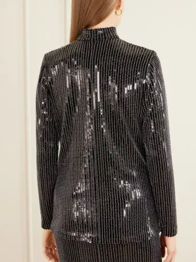 Dima Ayad Studded Sequin-trimmed Jersey Blouse | Thumbnail 4