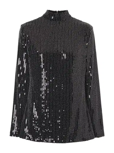Dima Ayad Studded Sequin-trimmed Jersey Blouse | Thumbnail 1