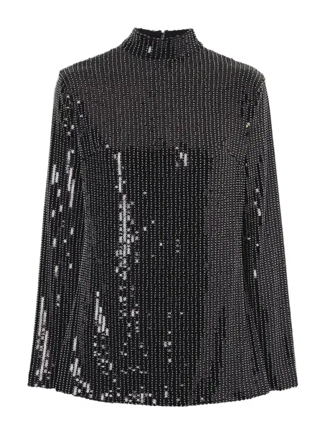 Dima Ayad Studded Sequin-trimmed Jersey Blouse