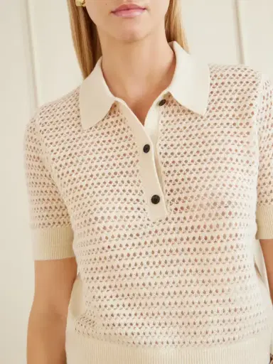 Maria McManus Cashmere And Cotton-blend Crocheted Polo Shirt | Thumbnail 4