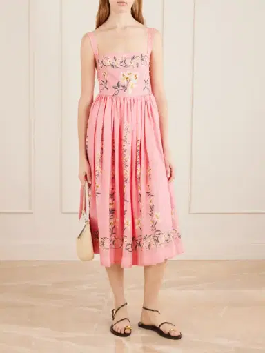 Agua by Agua Bendita Mielero Promesa Bead-embellished Floral-print Linen Midi Dress | Thumbnail 2 Agua by Agua Bendita Mielero Promesa Bead-embellished Floral-print Linen Midi Dress | Thumbnail 2