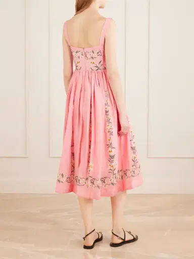 Agua by Agua Bendita Mielero Promesa Bead-embellished Floral-print Linen Midi Dress | Thumbnail 3 Agua by Agua Bendita Mielero Promesa Bead-embellished Floral-print Linen Midi Dress | Thumbnail 3