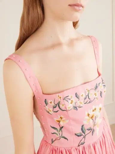 Agua by Agua Bendita Mielero Promesa Bead-embellished Floral-print Linen Midi Dress | Thumbnail 4 Agua by Agua Bendita Mielero Promesa Bead-embellished Floral-print Linen Midi Dress | Thumbnail 4