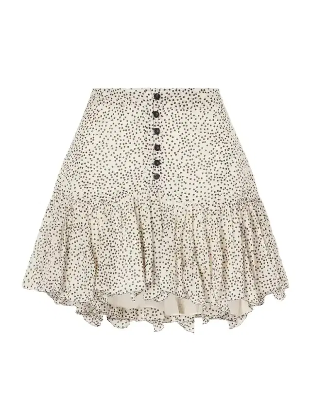 Marant Étoile Daneen Polka-dot Ruffled Cotton Mini Skirt