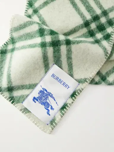 Burberry Logo-appliquéd Checked Wool Scarf | Thumbnail 3