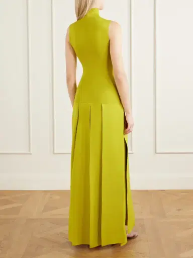 Alaïa Pleated Kitted Jersey Maxi Dress | Thumbnail 3 Alaïa Pleated Kitted Jersey Maxi Dress | Thumbnail 3
