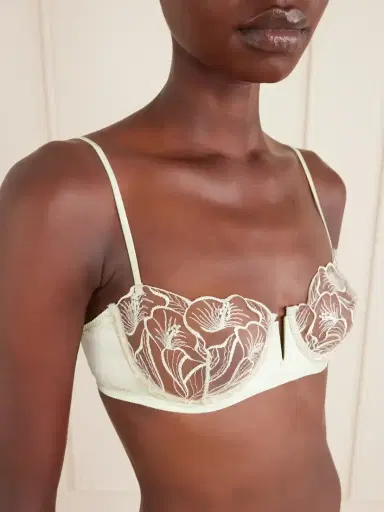 Kiki de Montparnasse Calla Lily Floral-embroidered Mesh And Satin Balconette Bra | Thumbnail 4