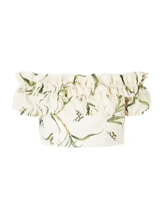 Agua by Agua Bendita Pimienta Azucar Cropped Floral-print Linen Top