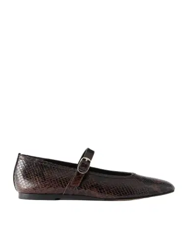 Le Monde Béryl Mary Jane Snake-effect Leather Ballet Flats | Thumbnail 1 Le Monde Béryl Mary Jane Snake-effect Leather Ballet Flats | Thumbnail 1