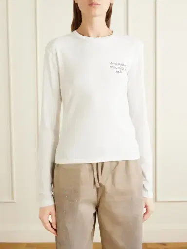 Acne Studios Logo-printed Distressed Cotton And Hemp-blend T-shirt | Thumbnail 3 Acne Studios Logo-printed Distressed Cotton And Hemp-blend T-shirt | Thumbnail 3