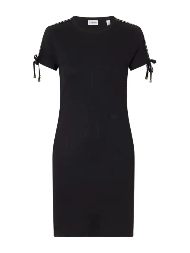 Burberry Tie-detailed Ribbed Stretch-cotton Jersey Mini Dress