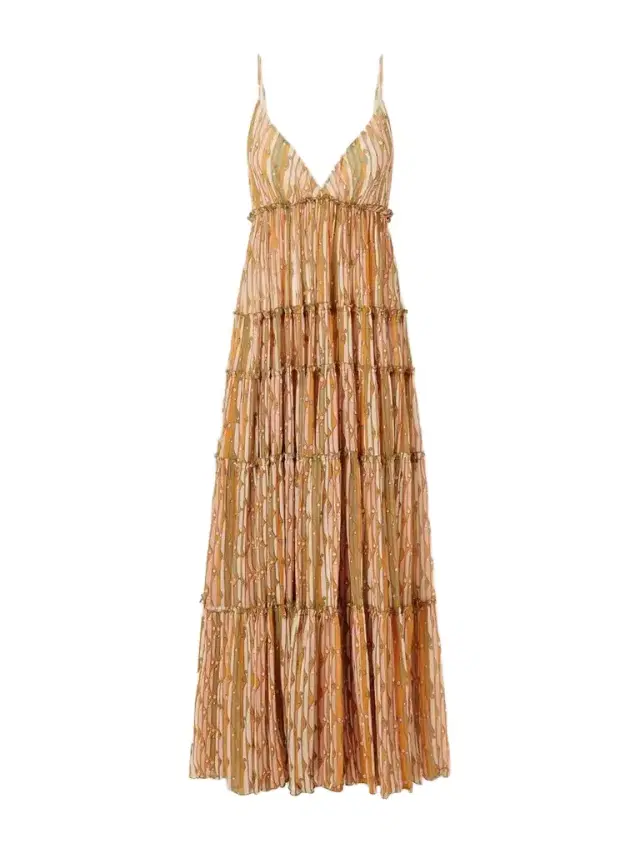 Nymph Printed Ruffled Mesh Maxi Dress