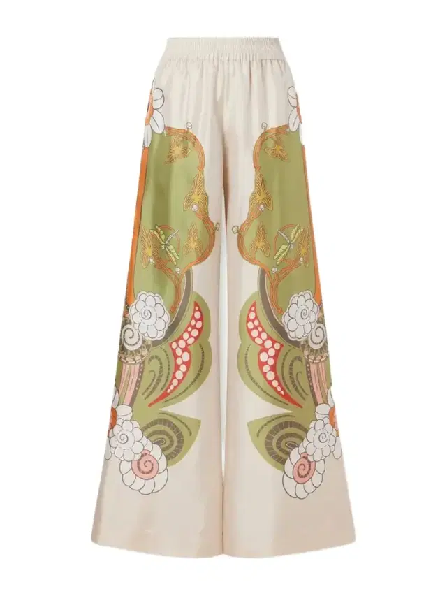 Palazzo Floral-print Silk-twill Wide-leg Pants