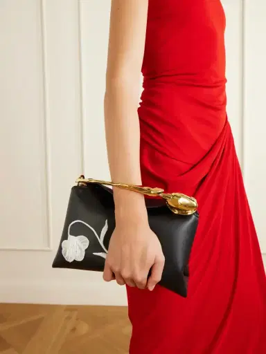 Erdem Bloom Medium Floral-embroidered Leather Clutch | Thumbnail 5