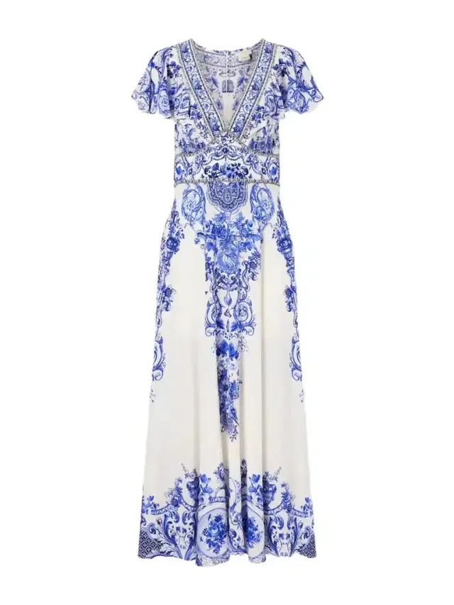 Camilla Embellished Printed Ruffled Silk-crepe Midi Dress