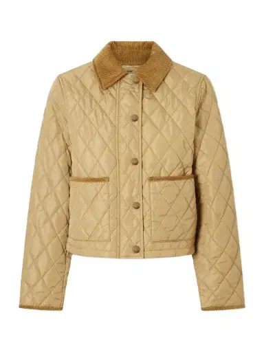 Burberry Cropped Corduroy-trimmed Quilted Shell Jacket | Thumbnail 1 Burberry Cropped Corduroy-trimmed Quilted Shell Jacket | Thumbnail 1
