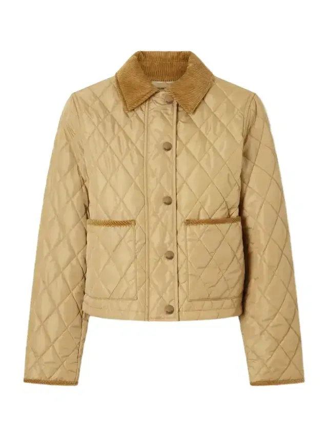 Burberry Cropped Corduroy-trimmed Quilted Shell Jacket