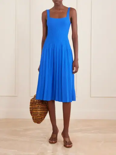 Staud Ellison Pleated Knitted Stretch-jersey Midi Dress | Thumbnail 2 Staud Ellison Pleated Knitted Stretch-jersey Midi Dress | Thumbnail 2
