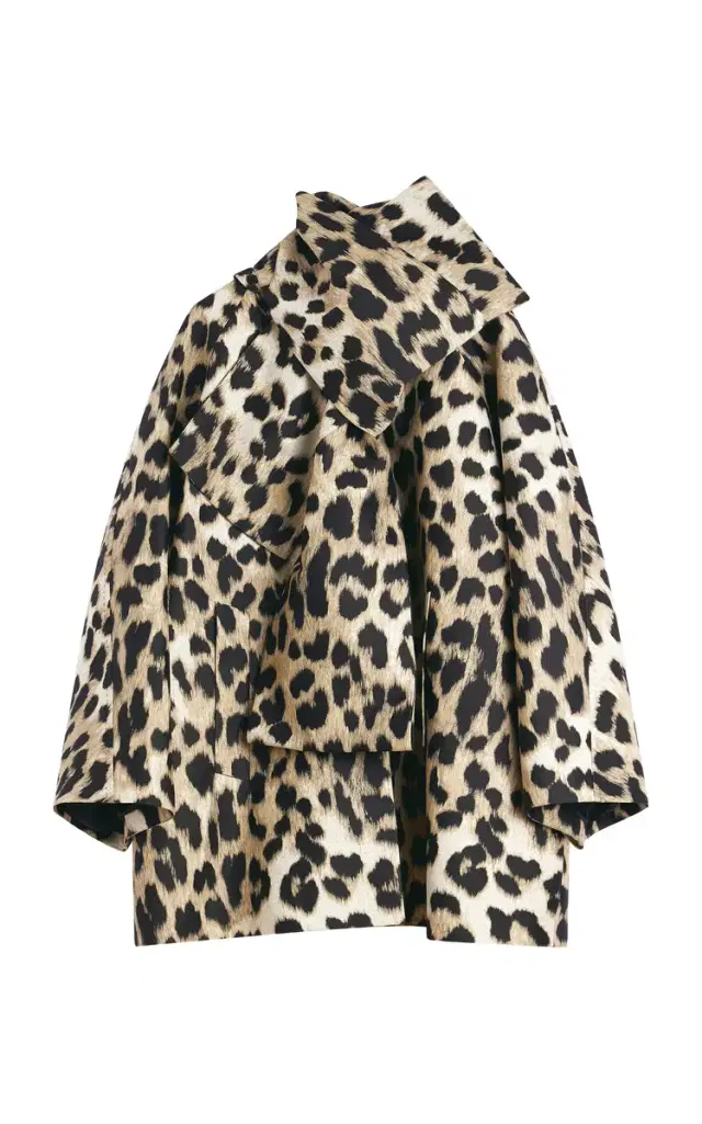Givenchy Bow-Scarf Leopard Short Coat