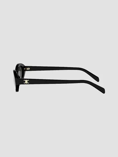 CELINE Women's Triomphe Mini 54MM Oval Sunglasses - Shiny Black Smoke | Thumbnail 3