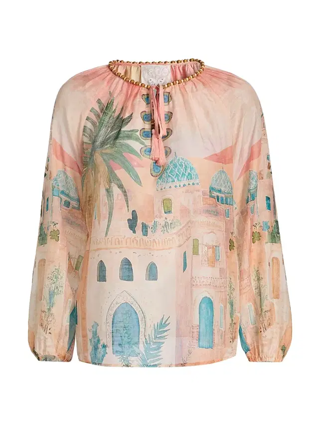 Johnny Was Women's Loubellah Beaded Cotton-Silk Blouse - Sirena