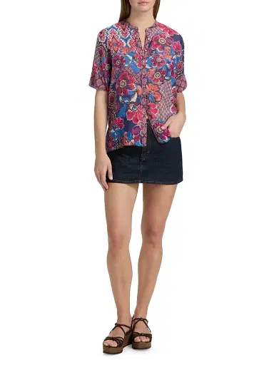 Johnny Was Women's Shiro Printed Cotton-Silk Shirt - Acanthus | Thumbnail 2