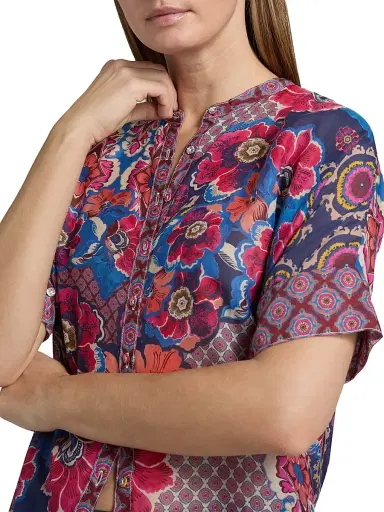 Johnny Was Women's Shiro Printed Cotton-Silk Shirt - Acanthus | Thumbnail 6