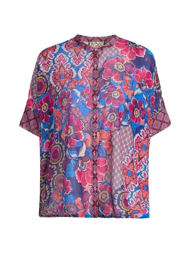 Johnny Was Women's Shiro Printed Cotton-Silk Shirt - Acanthus | Thumbnail 1