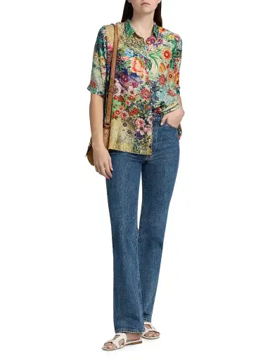 Johnny Was Women's Filaree Silk Button-Front Blouse - Carlina Scarf | Thumbnail 2