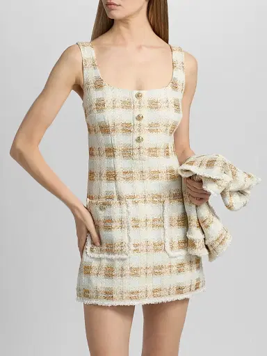 Ramy Brook Women's Michaela Tweed Mini Dress - Ivory Tweed - Size 14 | Thumbnail 3