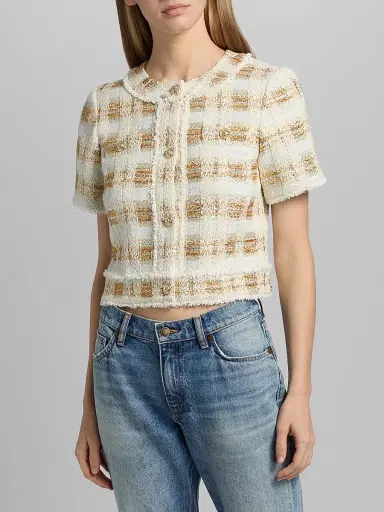 Ramy Brook Women's Wesley Tweed Short-Sleeve Jacket | Thumbnail 3