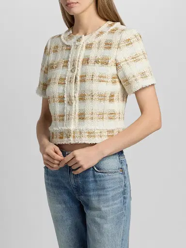 Ramy Brook Women's Wesley Tweed Short-Sleeve Jacket | Thumbnail 4