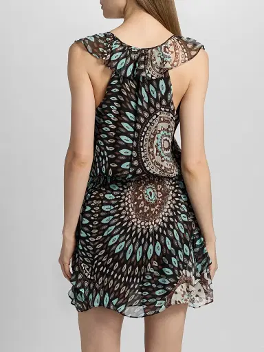 Ramy Brook Women's Morgan Printed Silk A-Line Mini Dress - Multi Medallion - Size Large | Thumbnail 5