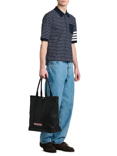 Thom Browne Men's Engineered 4-Bar High-Twist Jersey Polo Shirt | Thumbnail 2 Thom Browne Men's Engineered 4-Bar High-Twist Jersey Polo Shirt | Thumbnail 2