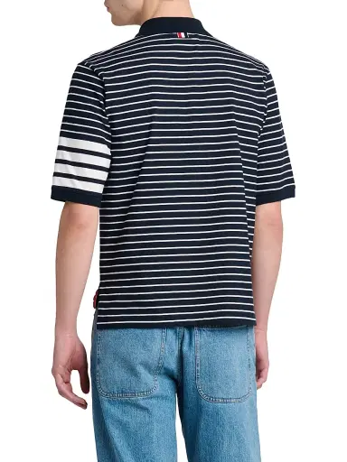 Thom Browne Men's Engineered 4-Bar High-Twist Jersey Polo Shirt | Thumbnail 5 Thom Browne Men's Engineered 4-Bar High-Twist Jersey Polo Shirt | Thumbnail 5