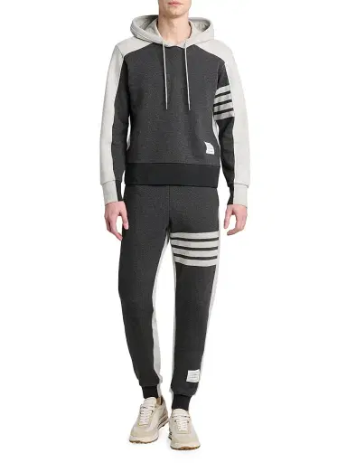 Thom Browne Men's Engineered 4-Bar Colorblocked Loopback Cotton Sweatpants - Dark Grey Pale Grey - Size XXL | Thumbnail 2