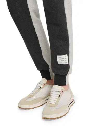 Thom Browne Men's Engineered 4-Bar Colorblocked Loopback Cotton Sweatpants - Dark Grey Pale Grey - Size XXL | Thumbnail 6