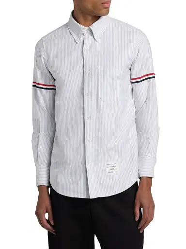 Thom Browne Men's Striped Cotton Poplin Shirt - Med Grey - Size XXL | Thumbnail 3 Thom Browne Men's Striped Cotton Poplin Shirt - Med Grey - Size XXL | Thumbnail 3