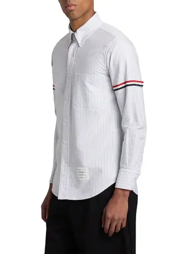 Thom Browne Men's Striped Cotton Poplin Shirt - Med Grey - Size XXL | Thumbnail 4 Thom Browne Men's Striped Cotton Poplin Shirt - Med Grey - Size XXL | Thumbnail 4