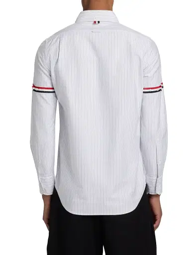 Thom Browne Men's Striped Cotton Poplin Shirt - Med Grey - Size XXL | Thumbnail 5 Thom Browne Men's Striped Cotton Poplin Shirt - Med Grey - Size XXL | Thumbnail 5