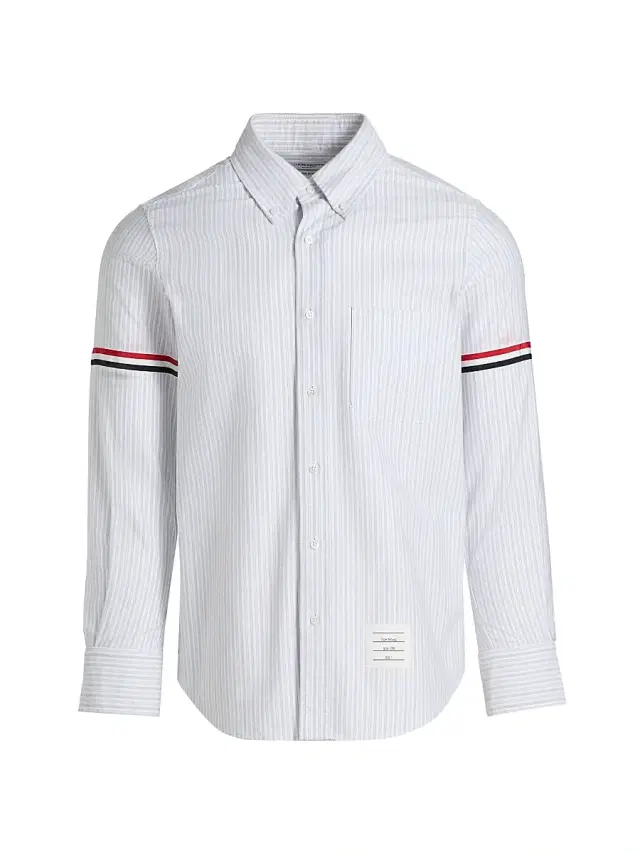 Thom Browne Men's Striped Cotton Poplin Shirt - Med Grey